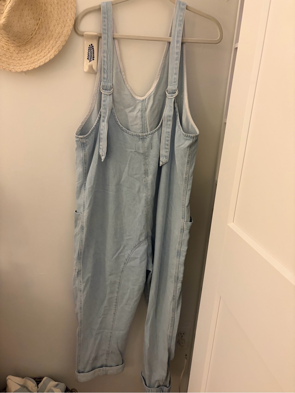 We The Free Light Blue Denim Scoop-Neck Overalls - Picture 3 of 4